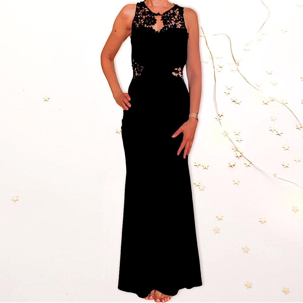 Black Tie Party Mermaid Lace Maxi Dress, Size S